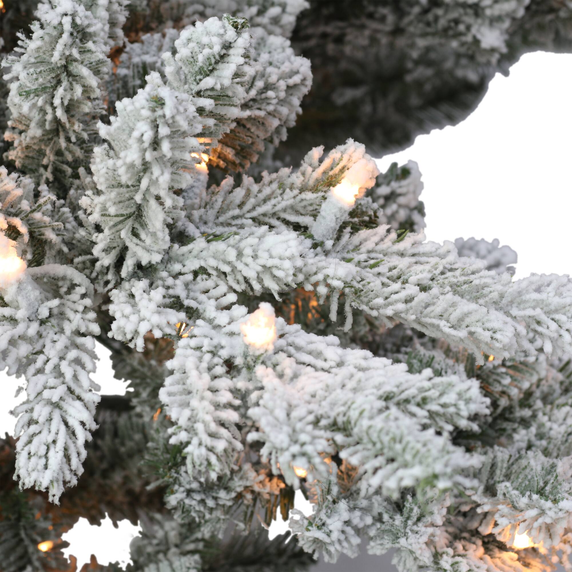6.5ft. Pre-lit Slim Flocked Artificial Utah Fir Christmas Tree, Clear Lights